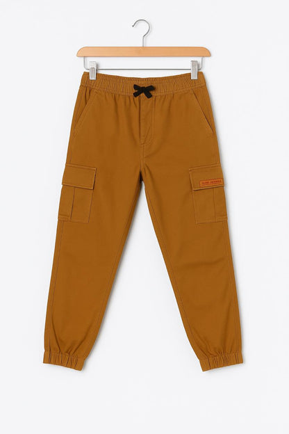 Boys' Mustard Brown Cargo Jogger Pants