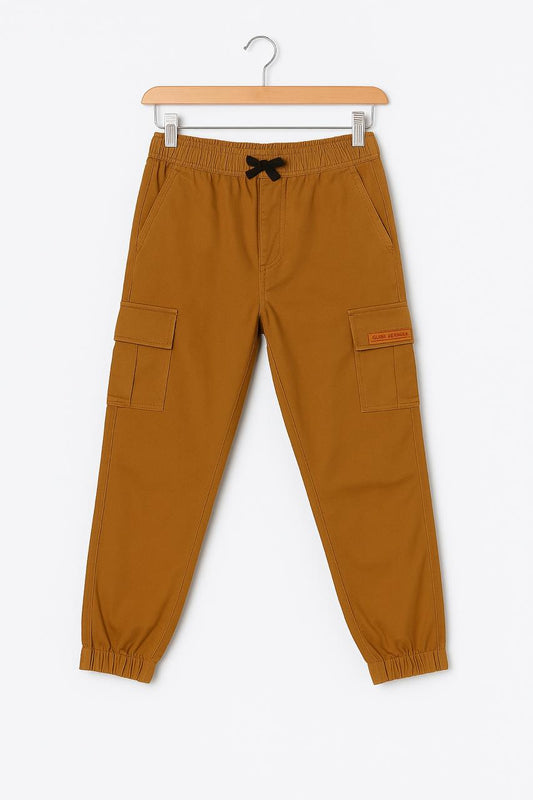 Boys' Mustard Brown Cargo Jogger Pants