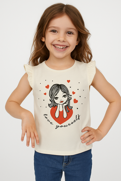 Love Yourself Cream T-Shirt Girls