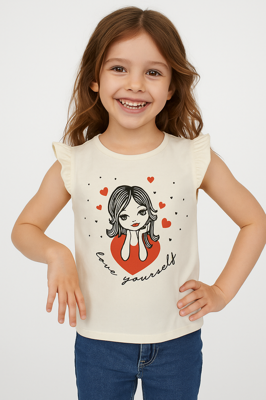 Love Yourself Cream T-Shirt Girls