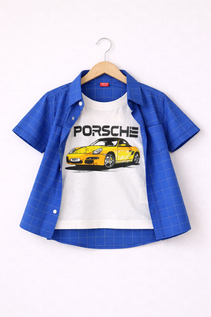 Blue Checked Double Casual Shirt 210