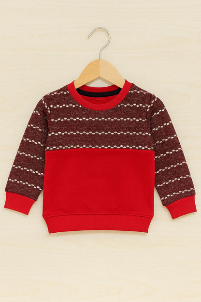Red Kids’ Sweatshirt with Semi-Circle Sequin Trim