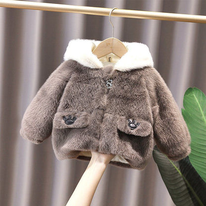 🐻 Cozy Plush Animal Hoodie for Kids - Brown