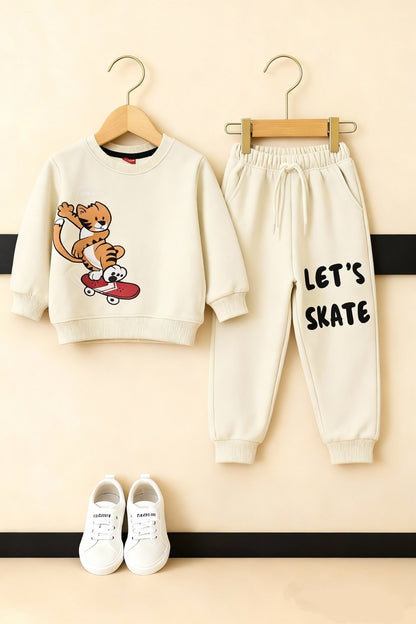 LET'S SKATE Cream White Tracksuit Boys 521