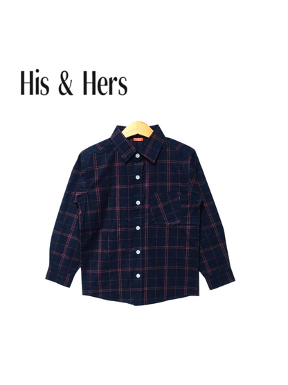 His&Hers Kid's Plaid Button Down Red Check Shirts Cotton Long Sleeve Dress Shirt  110