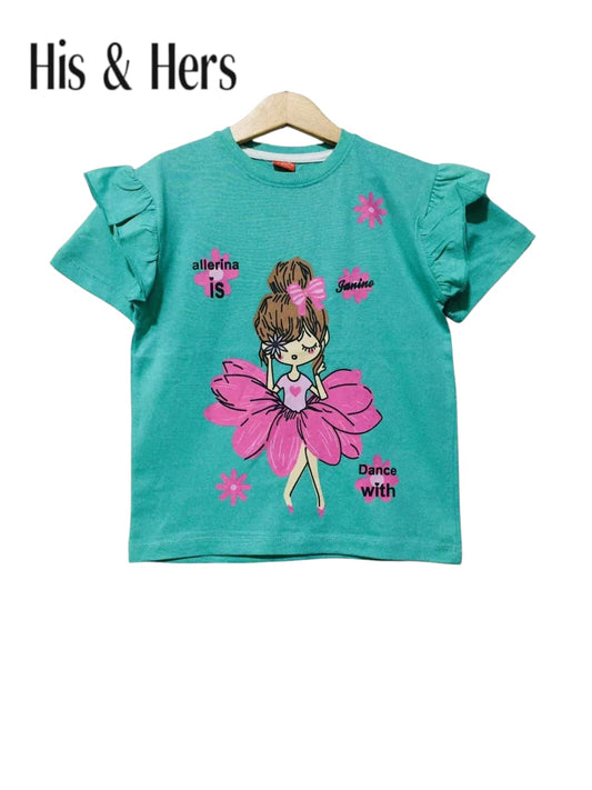 Girl Cartoon Kid's Blue T-Shirt Girls 103