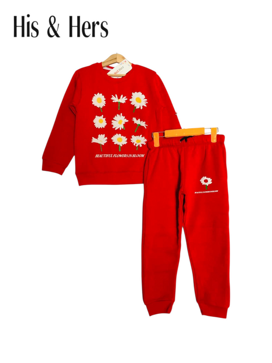 Nine Flowers Red Tracksuit Girls