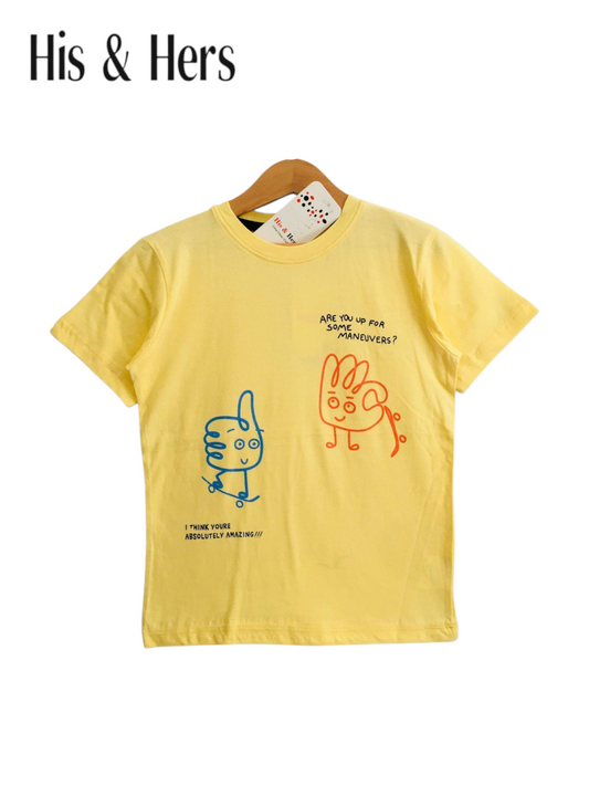 Cartoon Hand Yellow T-Shirt Boys 109