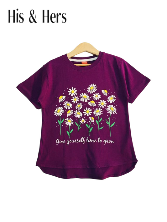 Daisies Print Purple T-Shirt Girls 220