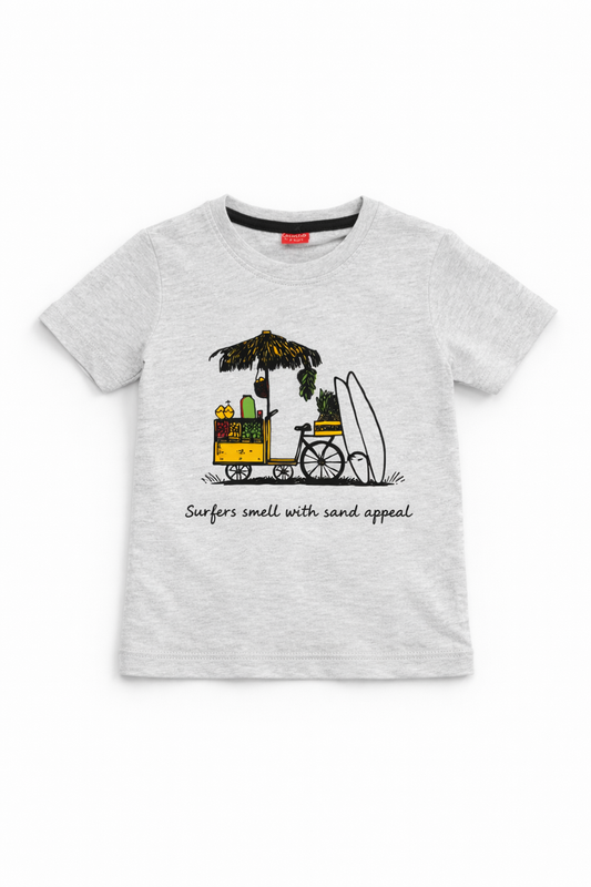 Surf Graphic Printed Light Grey T-Shirt 423