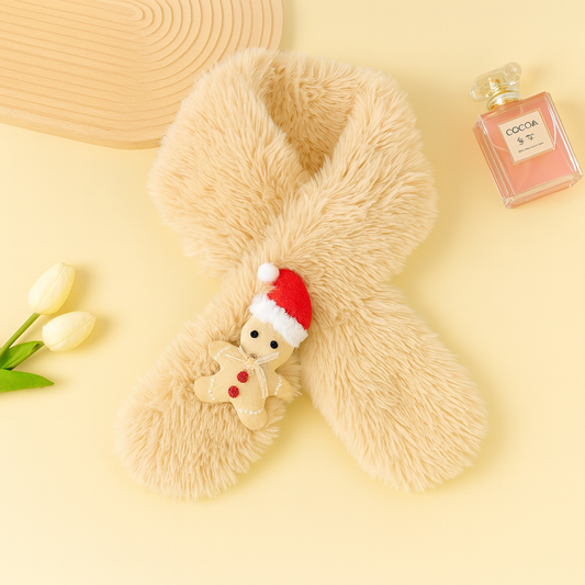 Beige Fluffy Plush Scarf for Kids 🐥