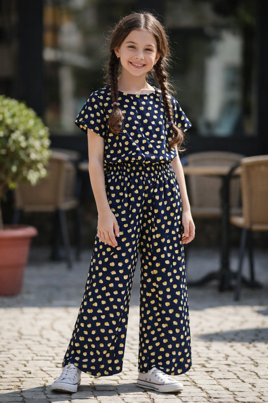 Navy Floral Prints Skate Fish Girls 507