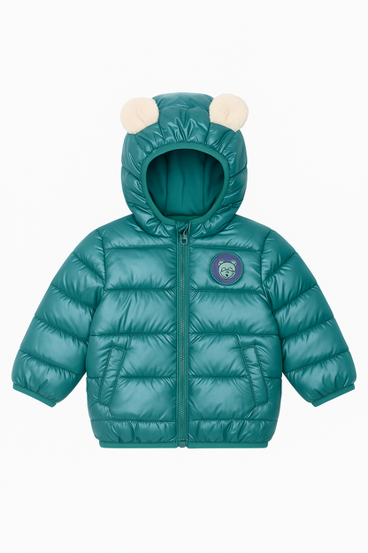 Teddy Ear Kids Puffer Jacket – Teal