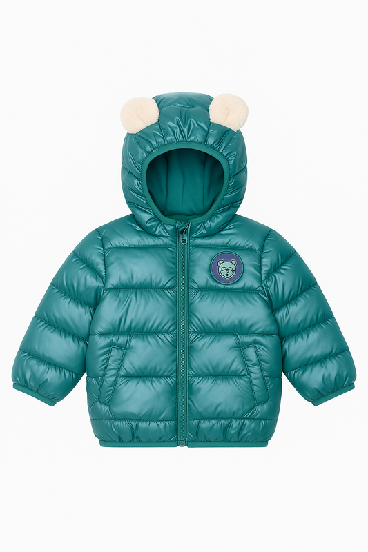 Teddy Ear Kids Puffer Jacket – Teal