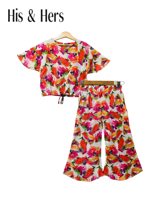 Red Floral Abstract Print Skate Fish Girls 402