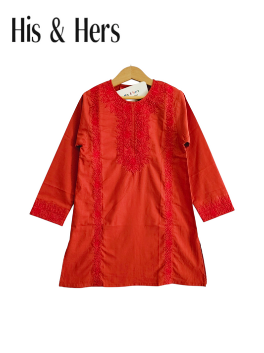 Embroidered Red Girls Top 103