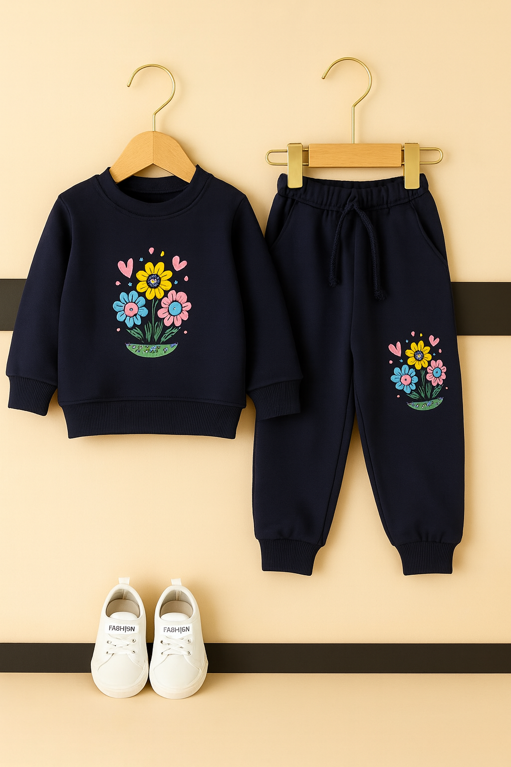 Kids Navy Embroidery Fleece Tracksuit 510