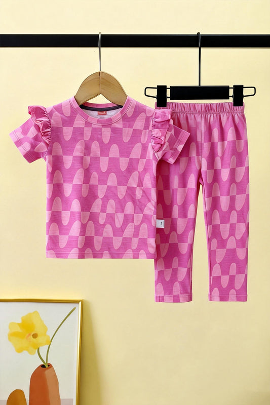 Soft Cotton Pink Ruffle Sleeve Co-Ord Set 429