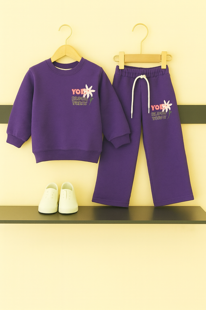 Purple Flapper Floral Fleece Tracksuit 522