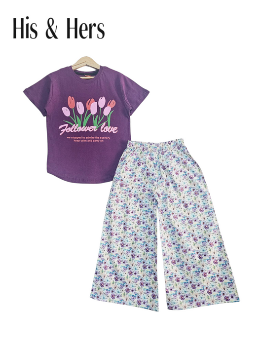 Flower Love Purple T-Shirt & Cotton Flapper 244