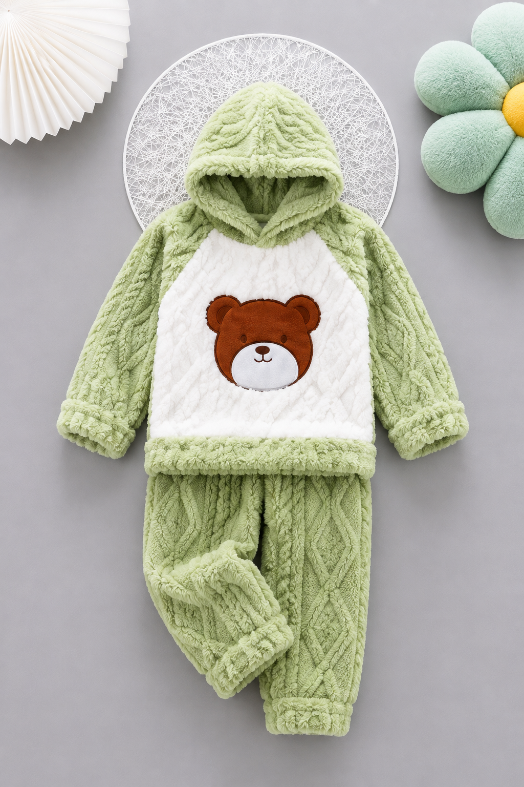 Green Bear Coral Fleece Winter Night Suit 132