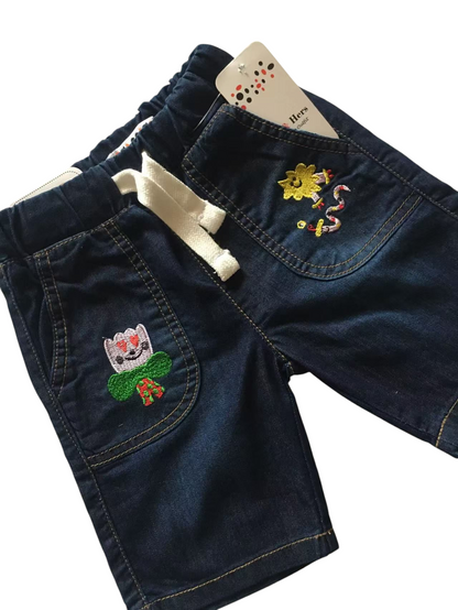 Star Embroidery Dark Blue Denim Shorts Girls 119