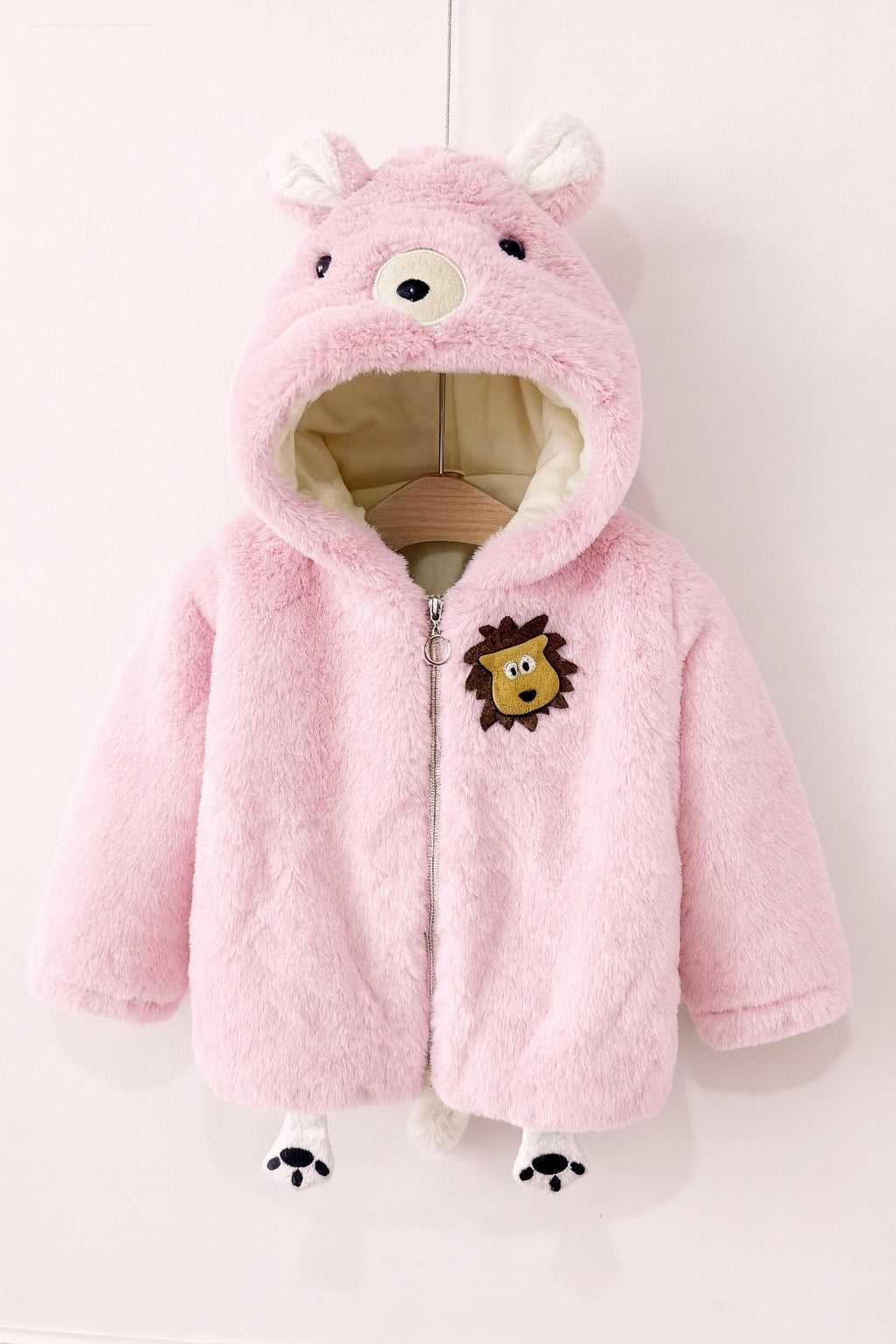 Fluffy Puppy Hooded Jacket for Kids – Baby Pink