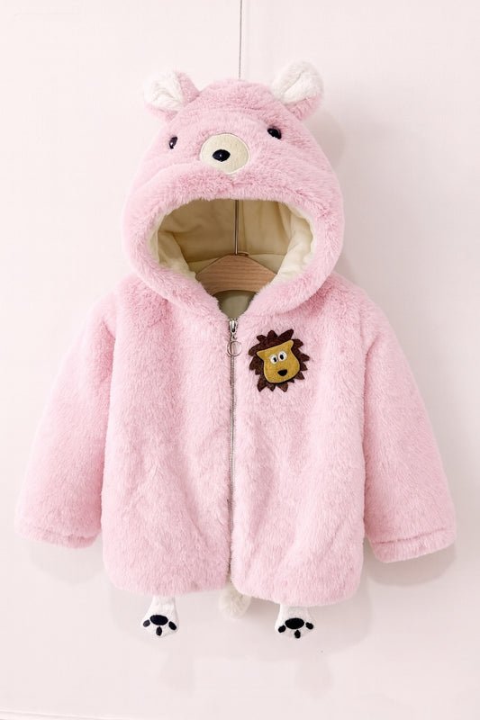 Fluffy Puppy Hooded Jacket for Kids – Baby Pink