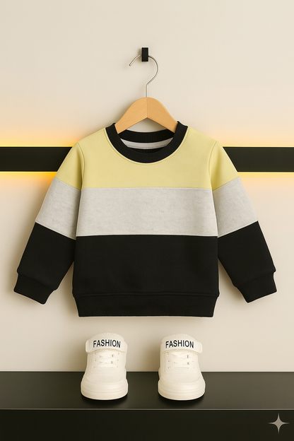Kids Colorblock Sweatshirt – Yellow - White- Black 301