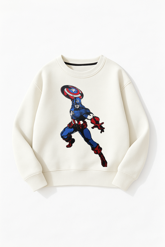 Captain America Print White Sweatshirt 250