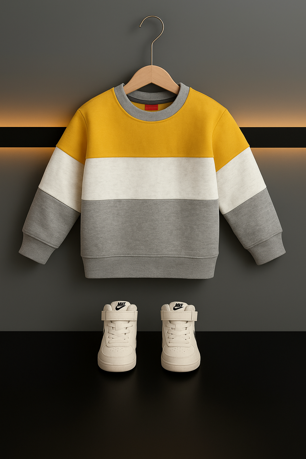 Kids Colorblock Sweatshirt – Yellow - White- Grey