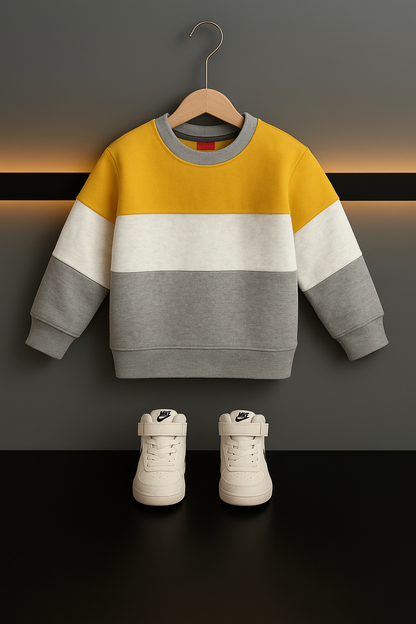 Kids Colorblock Sweatshirt – Yellow - White- Grey