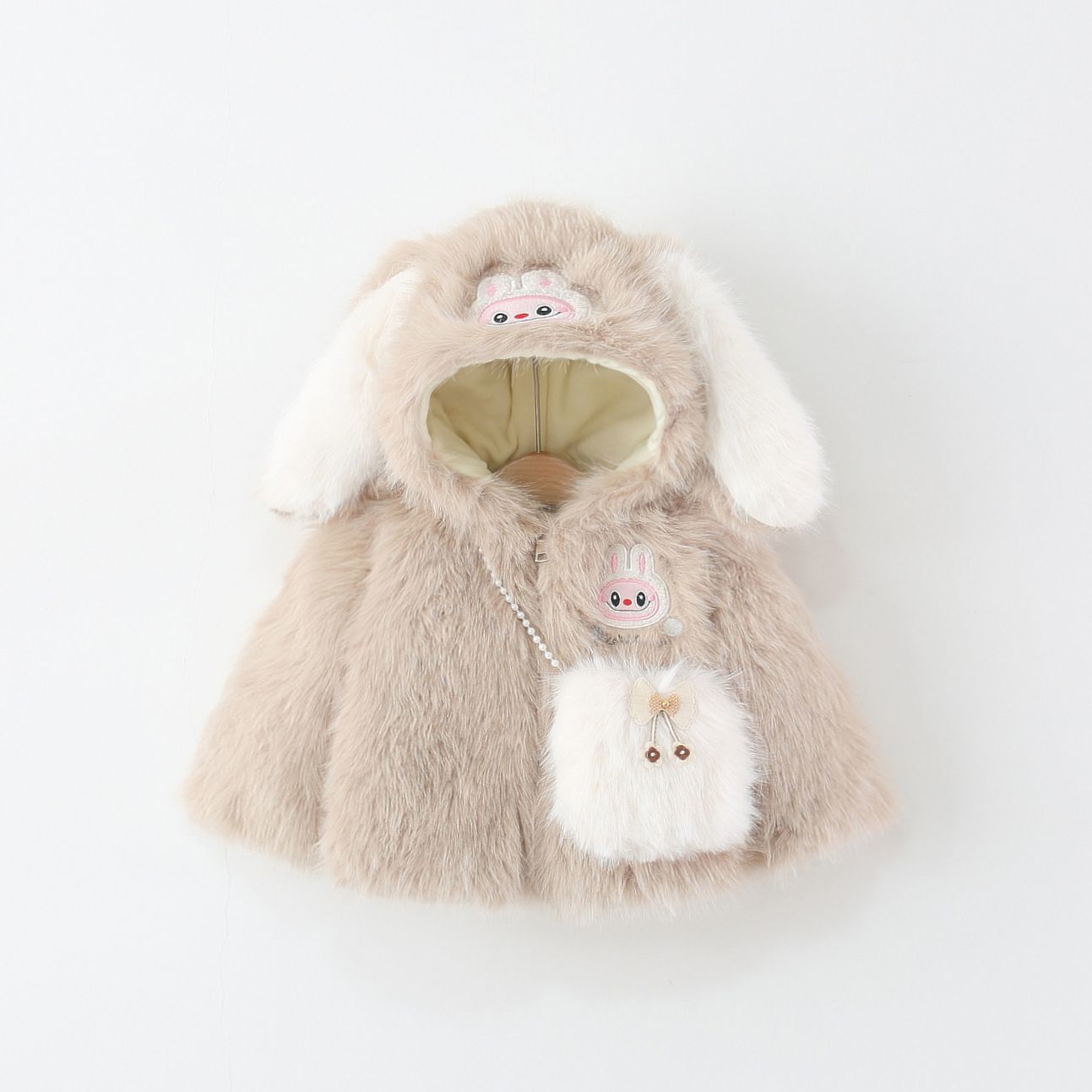 Labbubu Plush Hooded Jacket – Beige 928