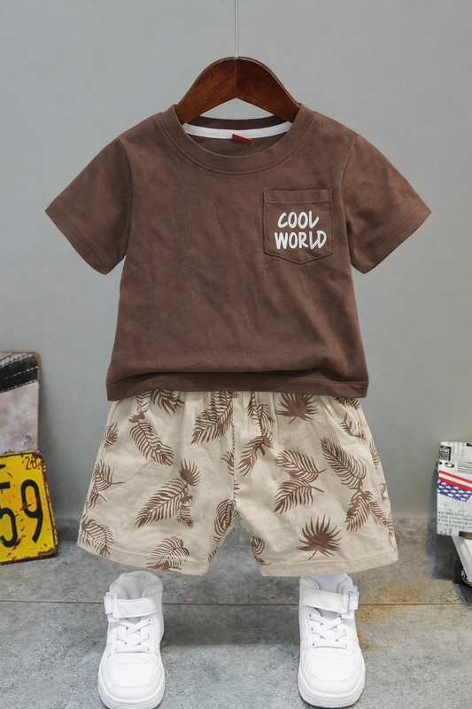 Cool World Brown Pocket T-Shirt Nicker Suit
