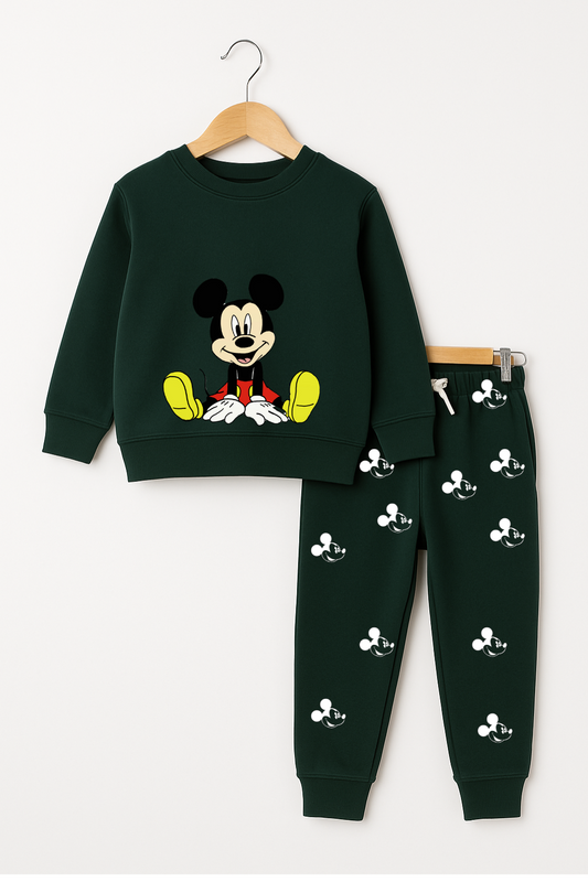 Mickey Mouse Printed Dark Green Tracksuit Boys 241