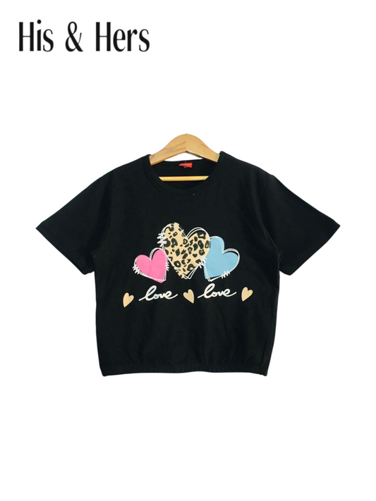 Love & Love Black T-Shirt Girls 420
