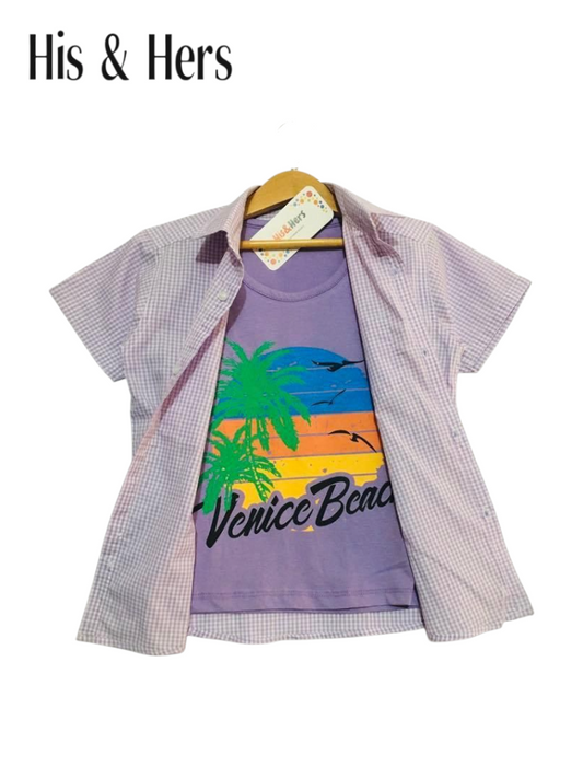 Purple Checked Double Casual Shirt Boys 211