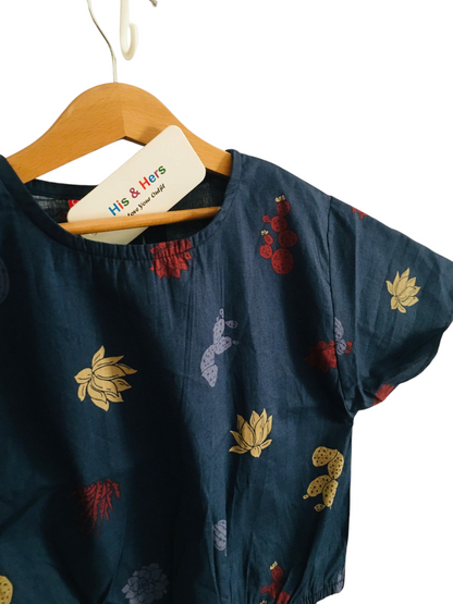 Golden Snow Lotus All Over Print Blue Skate Fish Girls 226