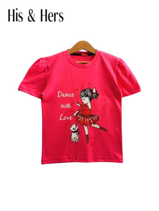 Dance With Love Bright Pink  T-Shirt  Girls 220