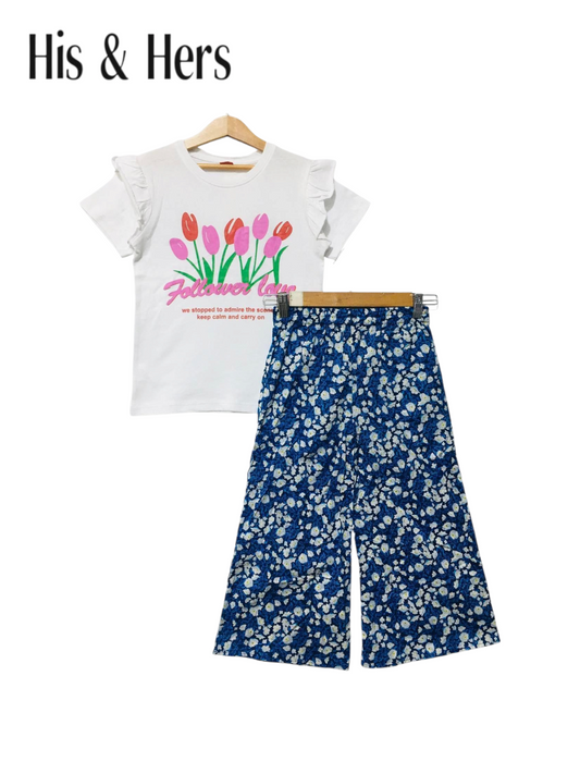 Flower Love White T-Shirt & Cotton Flapper 204
