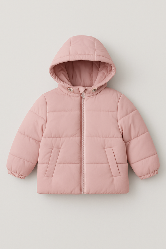 Imported Puffer Jacket Hooded -  Pink