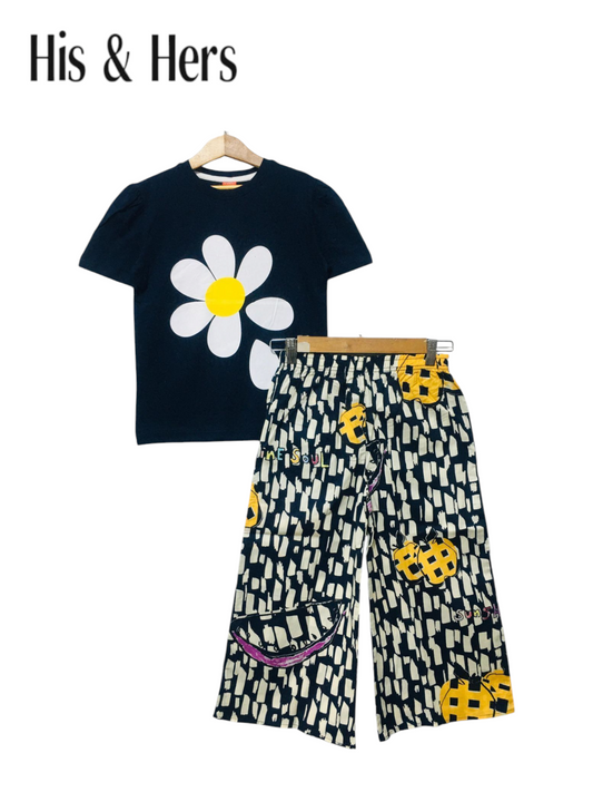 One Flower Black T-Shirt &Cotton Flapper 232