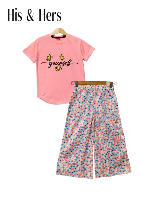 YOURSELF Baby Pink T-Shirt &Cotton Flapper