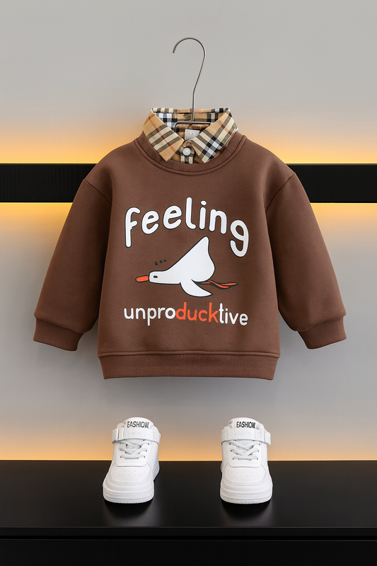 Feeling Unproductive Brown Double Sweatshirt Boys 457