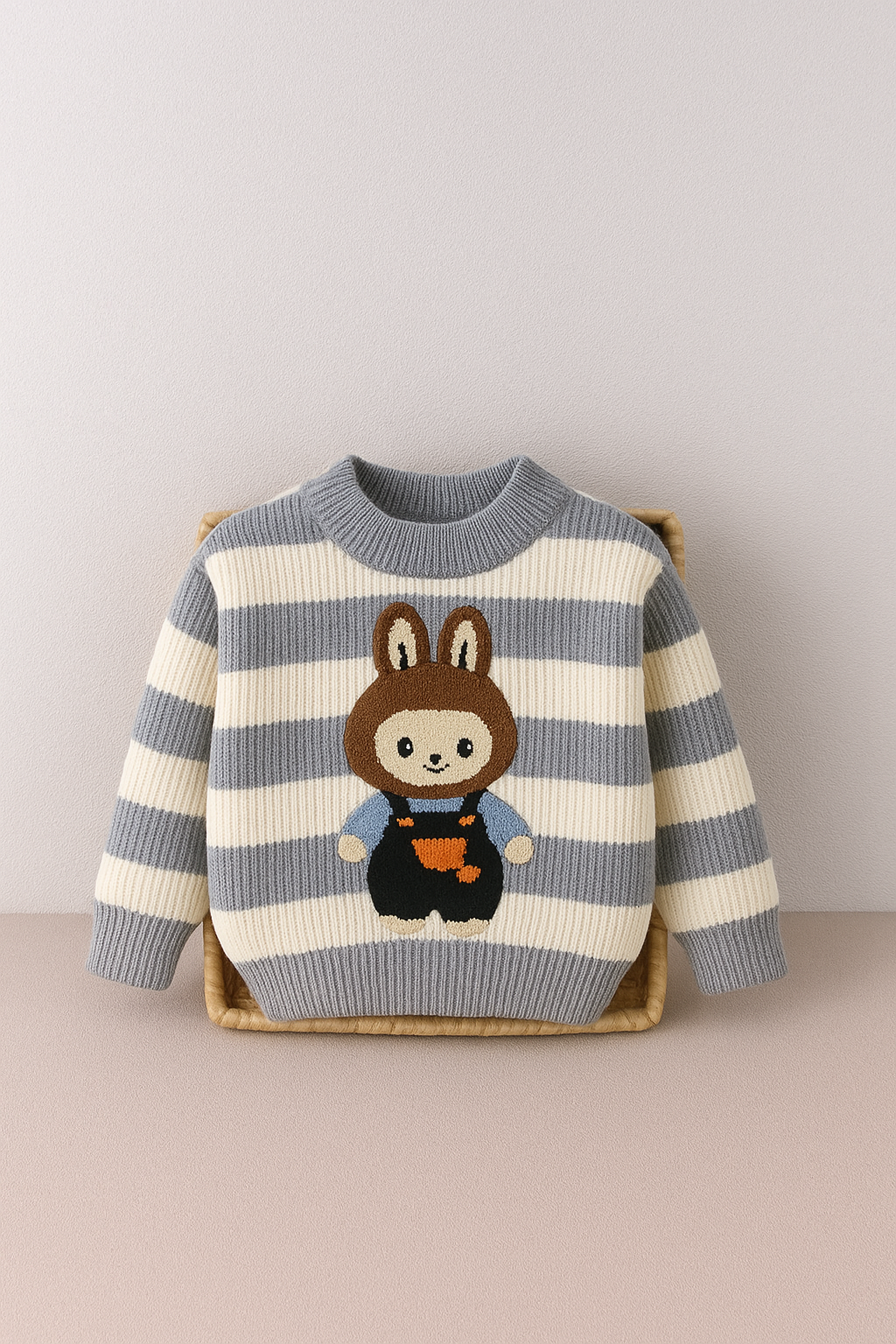 Blue & Cream Striped Knit Sweater for Boys & Girls