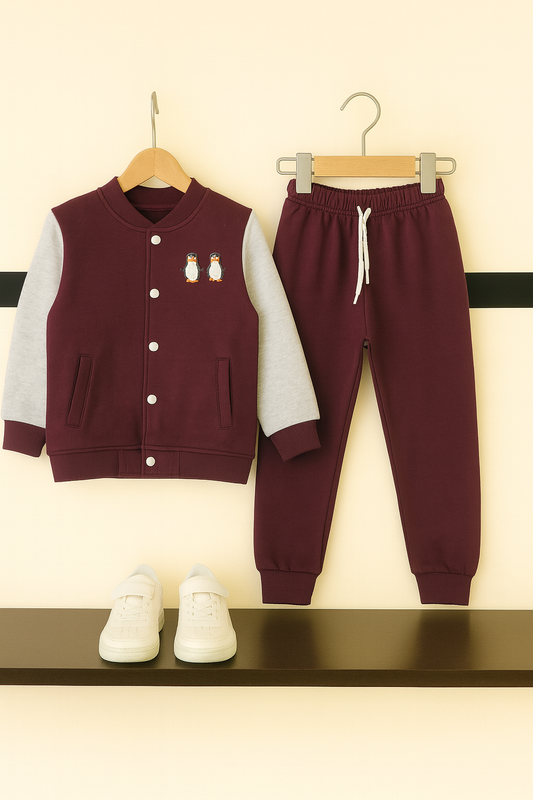 Mini Champ Varsity Tracksuit – Mahroon- Cream Edition 416