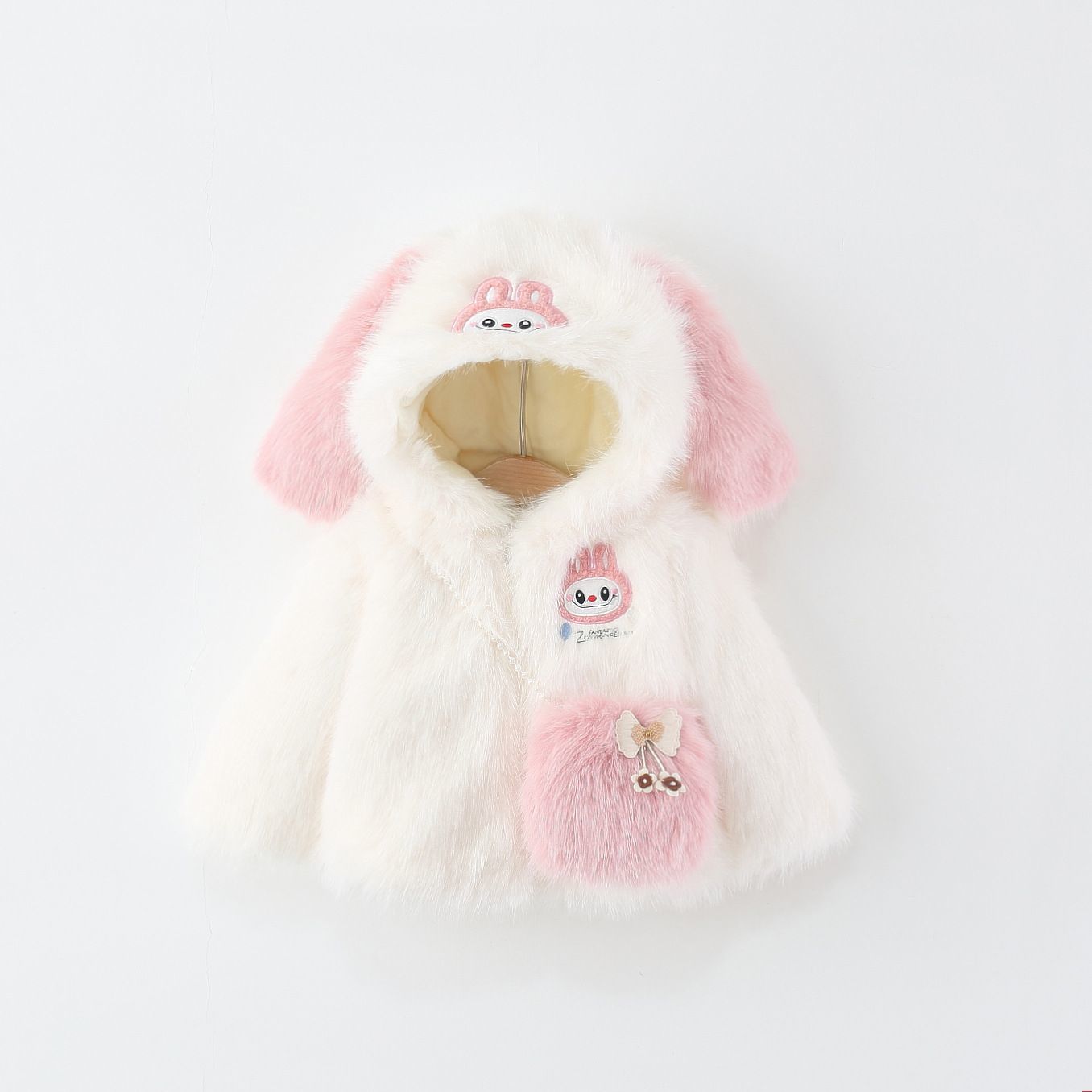 Labbubu Plush Hooded Jacket – White 928