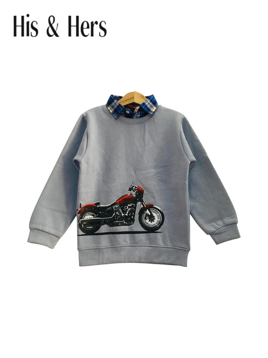 Motorbike Light Blue Double Sweatshirt Boys 415