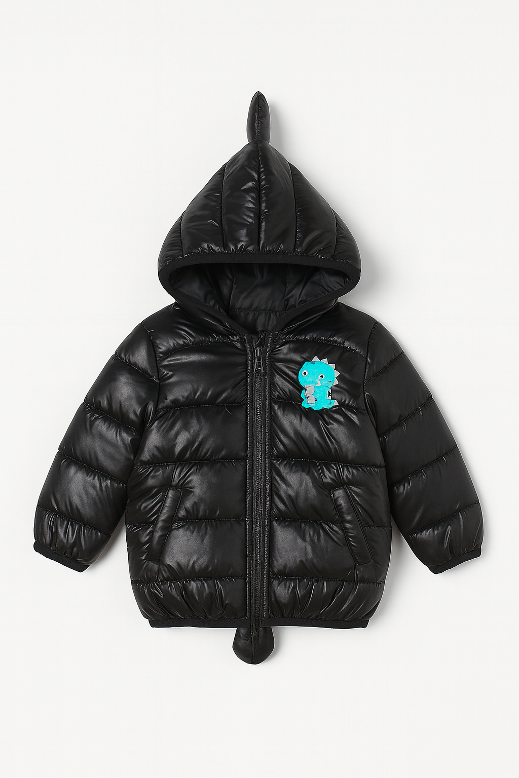 Imported Puffer Jacket 3D Tail - Shiny Black