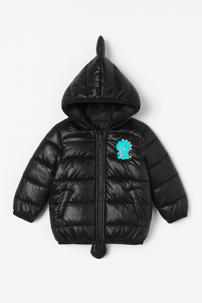 Imported Puffer Jacket 3D Tail - Shiny Black
